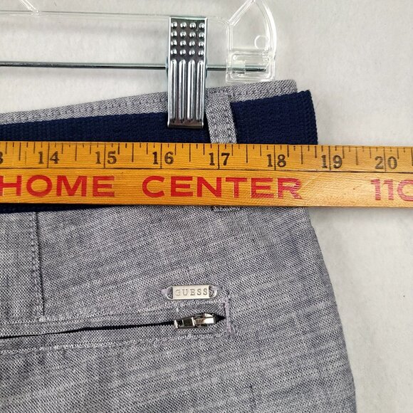 Mens Guess Slim-Fit Gray Shorts With Navy Belt Size 36 Cotton Blend - Picture 9 of 10